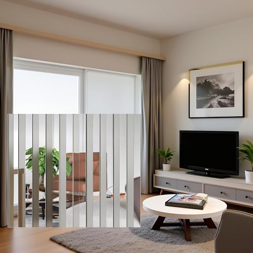 10 Pcs White Mirror Wall Stickers Striped Design Mirror Art Tile Decal, DIY Self Adhesive Wall Line Border Decals, Removable Acrylic Sheets Wall Murals for Home Decor, Wall Stickers and Murals 2¡¿20cm