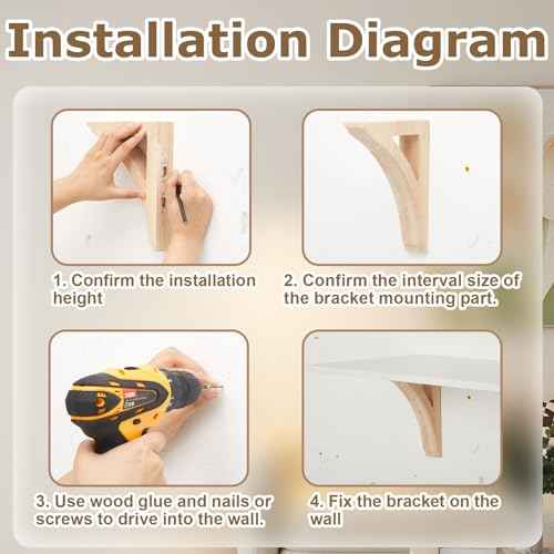 4 Pcs 1 3/4" W x 8 1/2" D x 12" H Traditional Wood Corbels Wooden Shelf Brackets Unfinished Paintable Solid Wooden Bracket for Doorway Countertops Home Shelves Cabinet Furniture Support