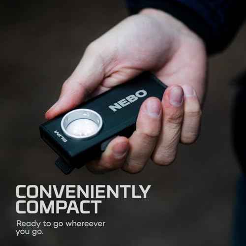 NEBO SLIM Pocket Flashlight | 500 Lumens, Rechargeable Mini EDC Work Light, Magnetic Base & Dimmable Brightness, Durable & Water Resistant, Includes Charging Cable ? Black