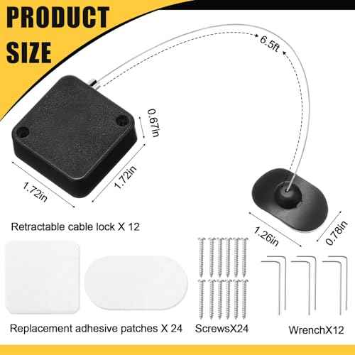 Mimorou 9 Pcs 6.5 ft Retractable Security Cable Lock with Double Sided Adhesive and Screws TV Remote Control Tether Cord Leash Anti Lost Rope Security Lanyard Lock for TV Tablets Showroom