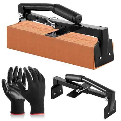 Adjustable Heavy Duty Brick Tongs Set Heavy Duty Block Tongs with Rubber Pad Handle and Work Gloves Adjustable 9-13.7 Inches Paver Claw for Bricks Lifting Carrying