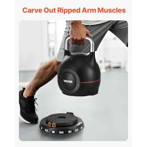 VEVOR Kettlebell, Adjustable Kettlebell with 7 Weight Levels, Die-Cast Aluminum and ABS Material, for Grip Strength Training, Full-body Workout & Cross-Training