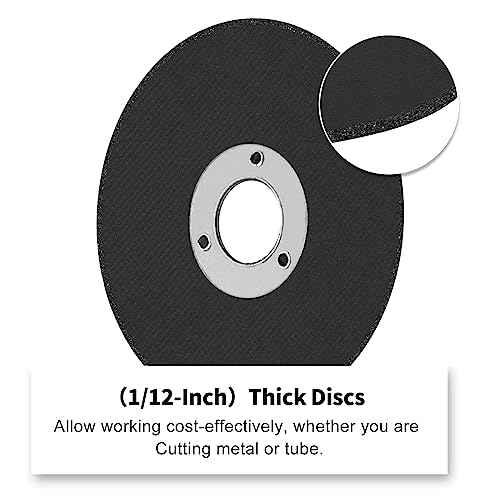 2 Inch Cut Off Wheel with 1/4 Stem Mounting Mandrel for Die Grinder, W3/8" Arbor Hole Cutting Wheel for Metal & Stainless Steel Rotary Tool Drill Attachment Bolt Cutter Discs