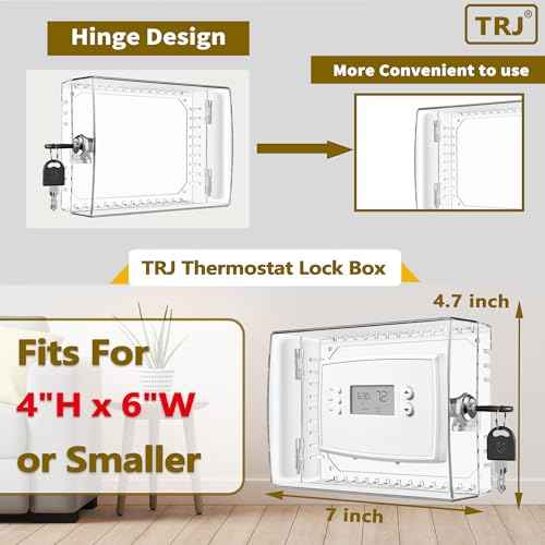 TRJ 4PCS Large Thermostat Lock Box with Key, Clear Thermostat Cover with Lock for Thermostat on Wall, Lockable Thermostat Lock Box Cover, AC Lock Box Cover with Key Fit Thermostat 4"H x6"W or Smaller