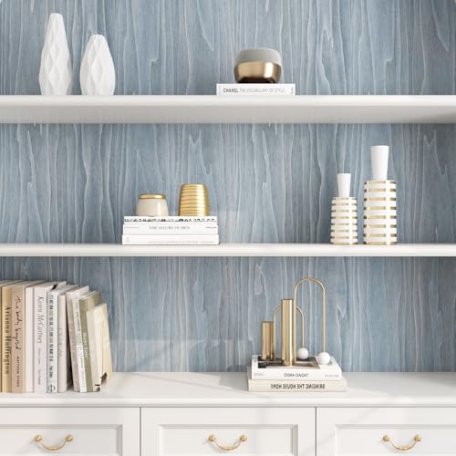 Livelynine Light Blue Wood Wallpaper Peel and Stick Wood Grain Contact Paper for Countertops Cabinets Desk Cover Kitchen Countertop Vinyl Wrap Waterproof Adhesive Cabinet Wall Paper Liner 15.8x78.8