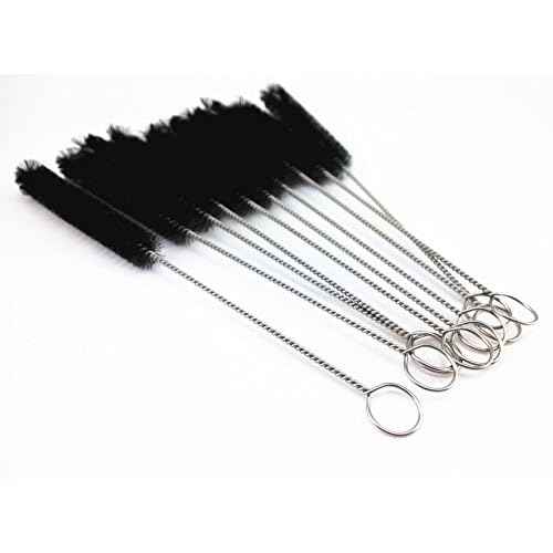 yueton?Pack of 10 Black Nylon Tube Pipe Nozzle Brush Dia 10mm with Wire Loop Handle
