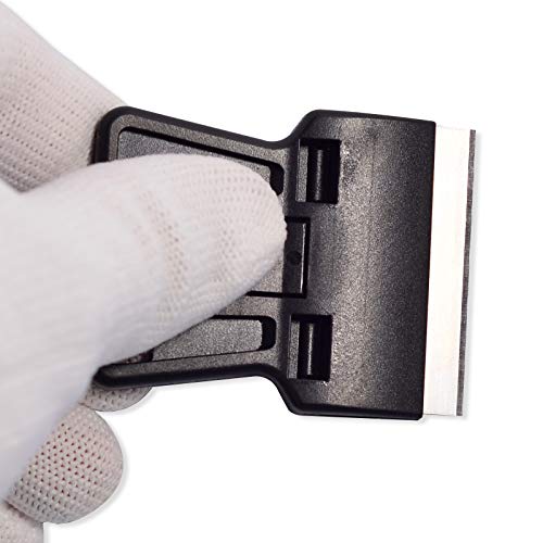 Portable 1.5inch Mini Metal Razor Scraper and Plastic Scraper with Blades, Putty Knife Set Removing Glue, Stain, Vinyl, Labels, Stickers, Decals, Pack of 2
