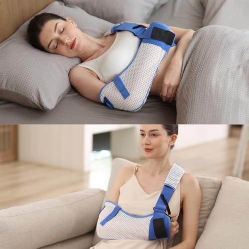 Arm Sling for Shoulder Injury with Waist Strap - Immobilizer Brace Support for Sleeping, Rotator Cuff Surgery (Mesh Version, Right, Medium,28.5-41 inch)