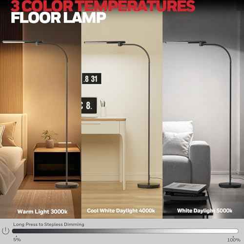 Honeywell LED Floor Lamp, F4 Sunturalux¢â Gooseneck Floor Lamps for Living Room, Super Bright Stepless Dimmable Tall Standing Lamp, Modern Eye-Caring Reading Floor Lamp for Bedroom Office Study