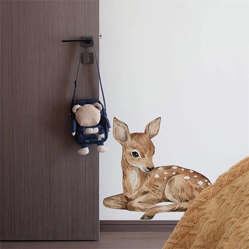 Cute Fawn Deer Wall Stickers, sacinora Cartoon Animal Wall Decals Removable Vinyl Peel and Stick for Living Room Bedroom Kids Baby Nursery Playroom Decorations