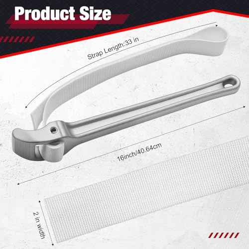 Lasnten 16 Inch Handle Nylon Strap Wrench Adjustable Oil Filter Anti Sliding Strap Pipe Wrench, Double Layered Thickened Nylon bag