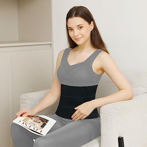Abdominal Binder Post Surgery Belly Band - Elastic Stomach Wrap Tummy Tuck Compression Belt - Breathable, Soft, Skin-friendly - (30" - 45") 3 Panel - 9" BLACK