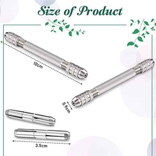 Zhehao Double Ended Pin Vise DIY Hand Drill Pin Vise Resin Drill Wire Twisting Tools with Copper Collet Copper Drill Jewelry Making Tools for DIY Hairpin Keychain Bracelets Necklace (2 Pieces)