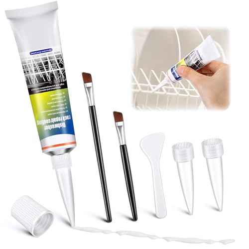 1.7oz Dishwasher Rack Repair Coating, White Dishwasher Vinyl Rack Rust Touch Up Paint Kit, Insulation and Waterproof, High and Low Temperature Resistant
