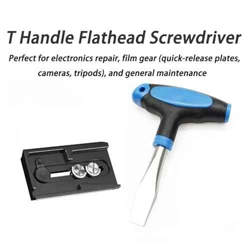 10mm T Handle Flat Head Screwdriver with Ergonomic Plastic Handle Wide Flathead Screwdriver for Slotted Screws, Used on Quick Release Plate, Camera Tripod Monopod and General Maintenance