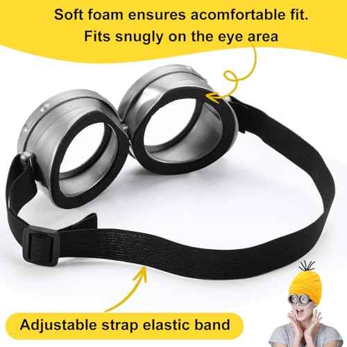 9PCS Costume Accessories Set Yellow Beanie Knit Hat Vintage Goggles Glasses Black Gloves for Cosplay, Halloween Costumes 2025