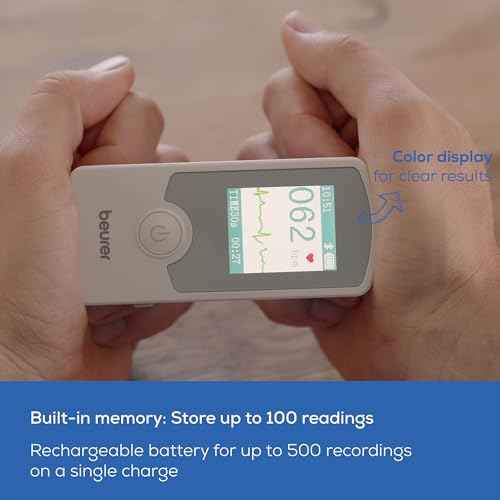 Beurer Cardio Companion EKG Monitor - 3-Lead Portable ECG Machine, Detects Irregular Heart Rhythms, Fast Results in 30 Seconds, Bluetooth with App, Rechargeable Battery, FSA/HSA Eligible, ME75