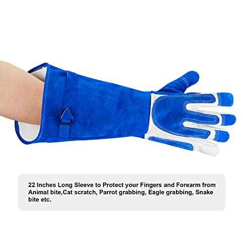Animal Handling Gloves Bite Proof Reinforced Leather for Dog Training Cat Scratch Falcon Reptile Grabbing Snake