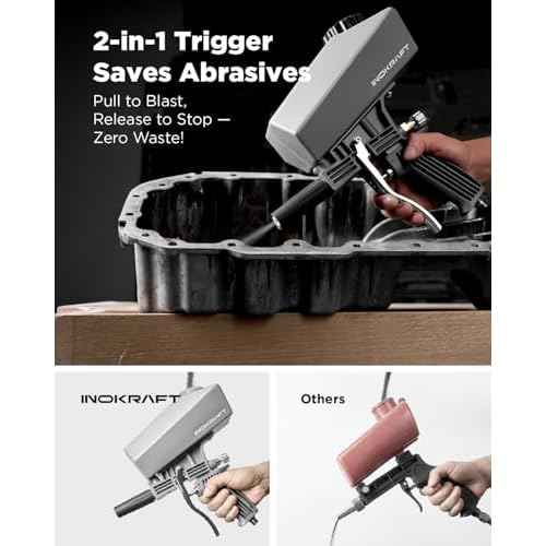 Inokraft Leak-Proof Portable Sand Blaster Gun Kit with Oil-Water Separator & Extension Nozzle,Mini Sandblaster for Rust & Paint Removal, Compatible with Aluminum Oxide, Sand, Walnut Shell & Soda