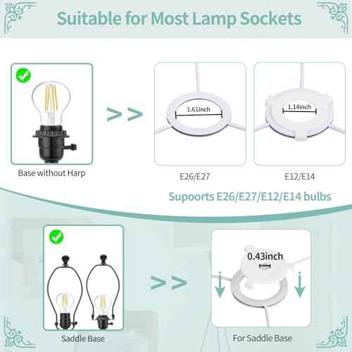 Drum Lamp Shades Set of 2, 13x13x10in Fabric Lamp Shade, Lampshade with Floral and Bird Print, Lamp Shades for Table Lamps, Support Spider and E26 Base