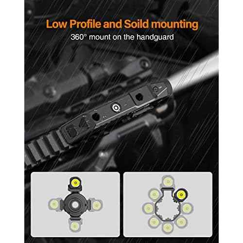 TOUGHSOUL Tactical Flashlight 1450 Lumen Picatinny Rail MLOK Mounted with Momentary Strobe Function Rifle Flashlight (Picatinny+Mlok)