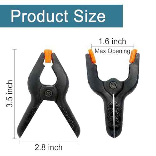 30 Pack 3.5 Inch Plastic Spring Clamps, Black Heavy Duty Clips, Spring Clamps for Backdrop Stand, Woodworking, Crafts, Photography, Banner, Balloon Arch Garland Clips, Small Clamp with Soft Tips