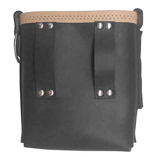 3850-BLK Bolt Bag with Spud Wrench Holder and Snap Holder | Ironworker Bolt Bag, Medium Size | Premium, Ultra Durable Buffalo Leather | Commercial Grade Sliding Tool Belt Accessory