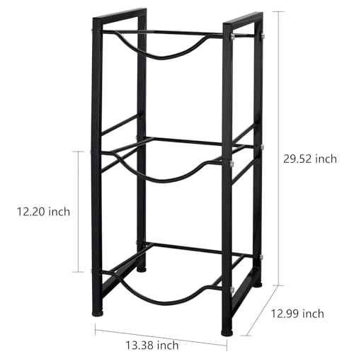 5 Gallon Water Bottle Holder - Keep Your 5-Gallon Jugs Neatly Organized with a 3-Tier Organizer - Perfect for Kitchen, Pantry, Bar - Sturdy Cast Iron Rack for Convenient Water Jug Storage