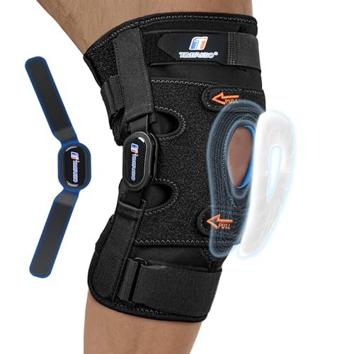 Knee Brace with Side Stabilizers & Patella Gel Support, Knee Brace for Men/Women with Removable Dual Metal Hinges, Adjustable Knee Braces for Knee Pain Relief, Arthritis, Meniscus Tear, ACL, PCL, MCL