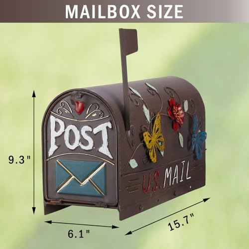 Heavy Duty Mailboxes for Outside, Mail Boxes Post Mount,Decorative Mailboxes Outside Courtyard Garden