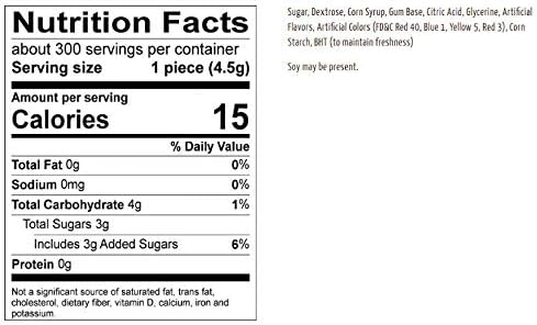 Tootsie Roll Dubble Bubble Gum - 300 Count Resealable Tub of Individually Wrapped Fruit and Bubble Gum - Original, Watermelon, Apple and Grape Flavors - Peanut and Gluten Free, 47.6 Ounce