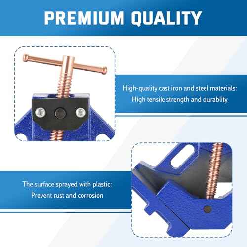 DASBET Cast Iron Heavy Duty Two Axis 90 Deg Welding Clamp Right Angle Self Centering Jig Fixture for Wood Miter Clamp