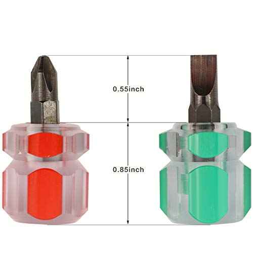 Sewing Machine Screwdriver Mini Stubby Screwdriver Set - Ultra Short Pocket Screwdrivers for Narrow Spaces, 4 Pieces with Flat Head and Phillips Head