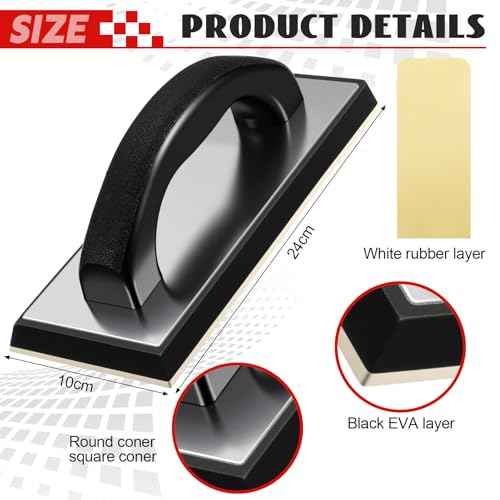 Leinuosen 6 Pcs Tile Tools Set Include 3 Pcs Stainless Steel Square Notch Trowel, 1 Rubber Grout Float and 2 Grout Sponge for Wall Floor Tiling Installation Grouting