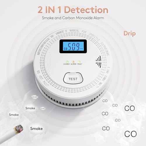 2 Packs, 2 in 1 CO & Smoke Detectors,Carbon Monoxide Detectors,Smoke Detector Battery Powered,£¨Include 3 * 1.5V AA Battery£©,85 db Smoke Alarm,Fire Alarm,Easy Install,Portable