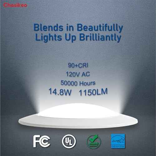 12 Pack 6 Inch LED Disk Lights, Dimmable Flush Mount Ceiling Disc Lights, 2700K/3000K/3500K/4000K/5000K 5CCT Selectable, 14.8W, 1150LM, UL/FCC/Energy Star, Installs with J-Box or Recessed Can