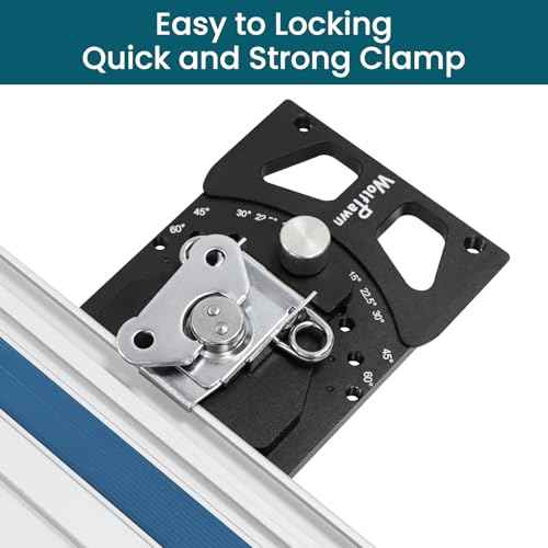 Adjustable Angle Track Saw Square with -60¡Æ to 60¡Æ Quick Positive Angle Stop,Guide Rail,Protractor,90 Degree Right Rail Guide Compatible with Festool and Makita