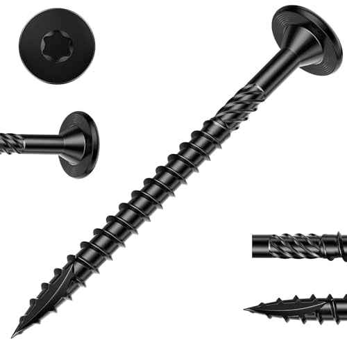 #14 Heavy-Duty Wood Screws, Star Drive Deck Screws, Rust Resistant Timber Screws for Timber/Log/Landscaping Wood (10 Inch,50Pcs,Black)