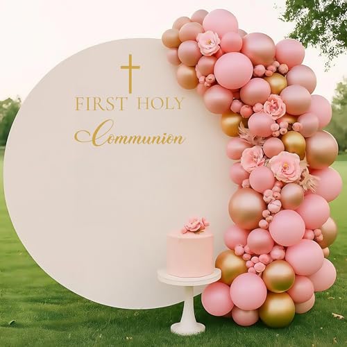 FIRST HOLY Communion Sign Decals for Balloon Arch, Baptism First Communion Party Decorations Wall Sticker for Christian Boy Girl Baby Shower Party Supplies