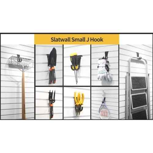 Slatwall Hooks, Heavy-Duty Slatwall Accessories, Black Slat Wall J Hooks, 8 Pack