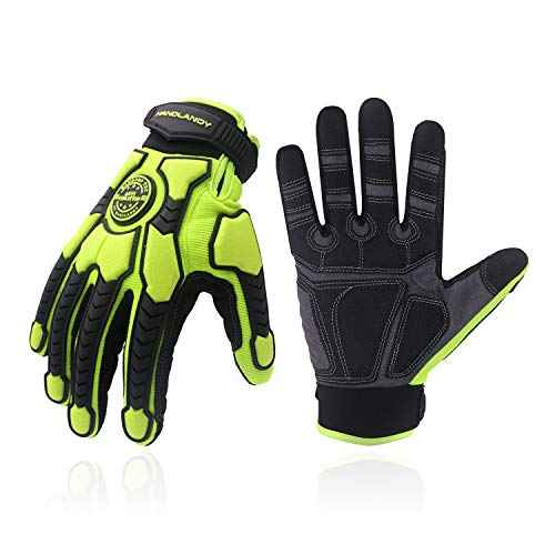 HLDD HANDLANDY Anti Vibration Work Gloves ? Heavy Duty Safety Gloves for Mechanic, Power Tools, Construction, and Landscaping