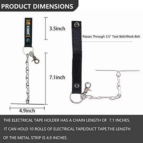KUNN Electrical Tape Holder, Dual-Use Thong, Enhanced Fast Holder Chain for Tool Belt With Keyring, Snap Loop and Button