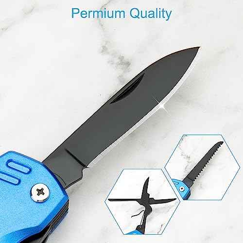 Multitool Knife, 16 in 1 Pocket Knife, Handmade Multi Tool Knife, Birthday Christmas Gift for Men Women Him Her Boyfriend Girlfriend Dad Husband, Blue
