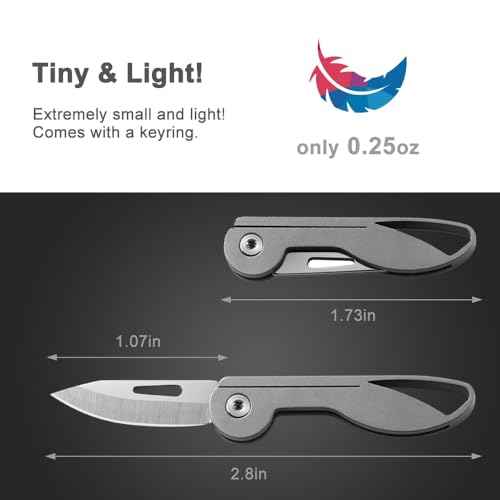 Titanium Alloy Small Keychain Knife, Mini Folding Pocket Knives, Cute EDC Box Cutter, Gifts for Women and Men with 5Cr13 Steel Blade