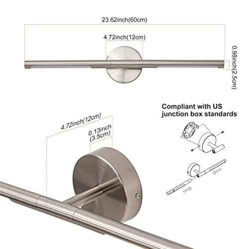 Brushed Nickel Bathroom Light Fixtures Over Mirror 24 Inch, 18W 360¡Æ Rotatable Dimmable 4000K LED Vanity Light Bar, Modern Bathroom Vanity Lights Above Mirror