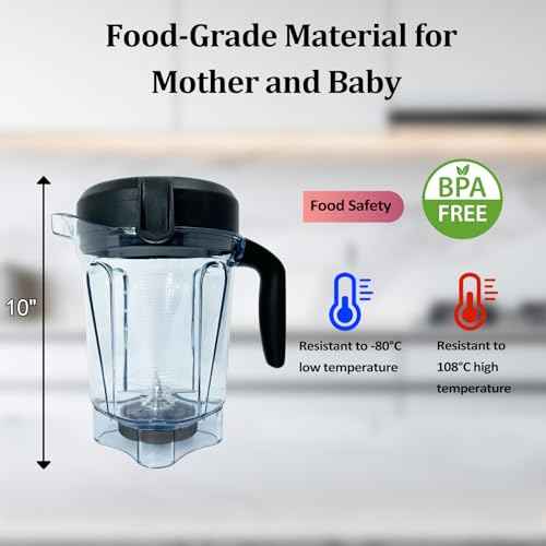For Vitamix Blender Pitcher 64 oz Low-Profile Clear, Replacement Container for Vitamix 5300, 6500,750,7500, 5200, 6000, 6300,VM0102, VM0103, VM0197, G/Propel/Professional Series etc., 2-year warranty