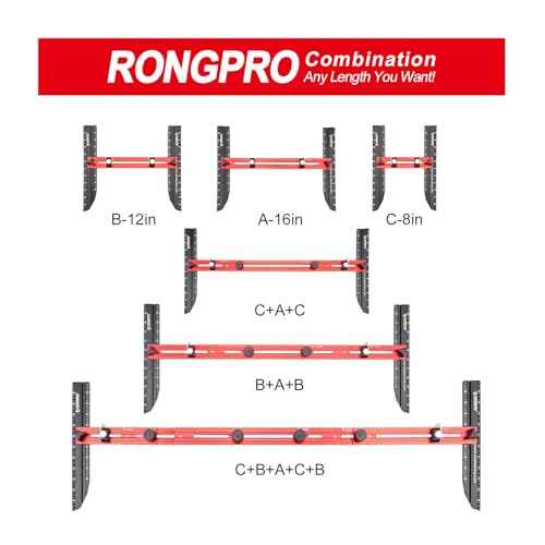 Stair Tread Template Tool, Stair Gauge Set Shelf Layout Measuring Scribe Tool for Stairs, Risers, Partitions, Self and Cutting Drywall - Red