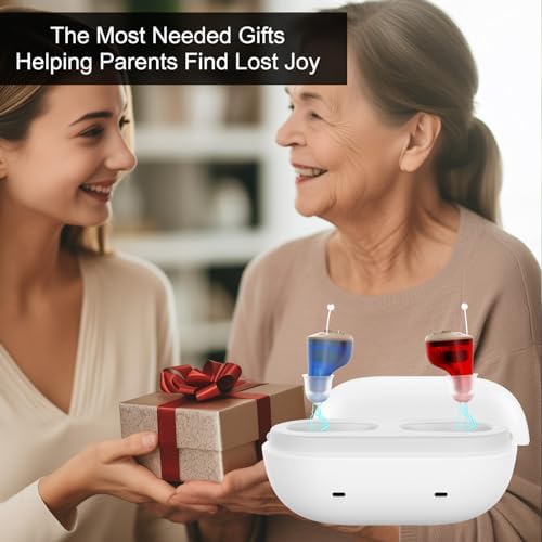Hearing Aids for Seniors Adults Rechargeable, OTC In-the-Ear Hearing Aid Not Amplifier, Hearing Aides for Men Women Hearing Loss, Invisible Hearing Ear Buds Earbuds, Fathers Mothers Day Gifts