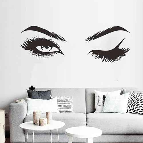 Lash Room Decor Eyes, Salon Wall Stickers Fashion Eyelash Sticker Women Beautiful Decals Decor for Living Room Bedroom Studio