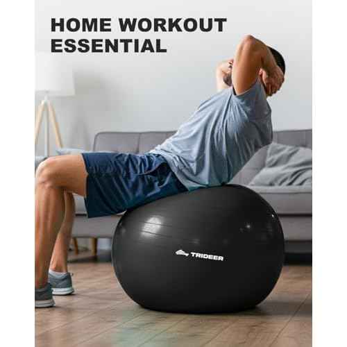 Trideer Exercise Ball for Yoga, Pilates & Fitness ? Stability Ball Equipment for Home Gym & Office Chair, Core & Balance Training Accessories, Physical Therapy Equipment, Quick Pump Included, 5 Sizes